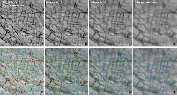 Figure 4 Top row, a time slice of the combined edge attribute